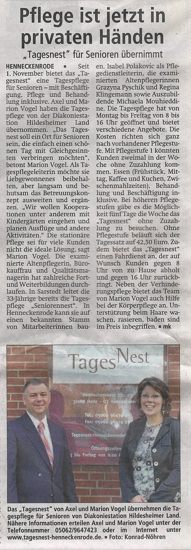 Zeitungsausschnitt RUBS vom 05.11.2014