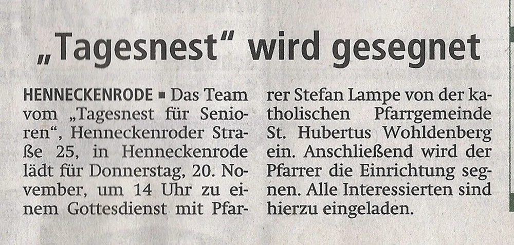 Zeitungsausschnitt RUBS vom 19.11.2014